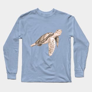 Ocean turtle pencil drawing Long Sleeve T-Shirt